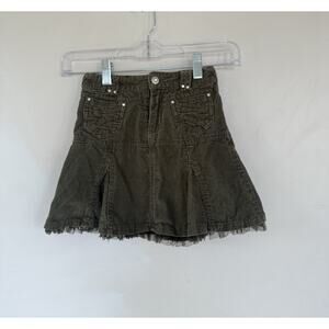 Faded Glory Girls Forest Green Corduroy Mini Skirt Size 5, Belt Loops, Pockets